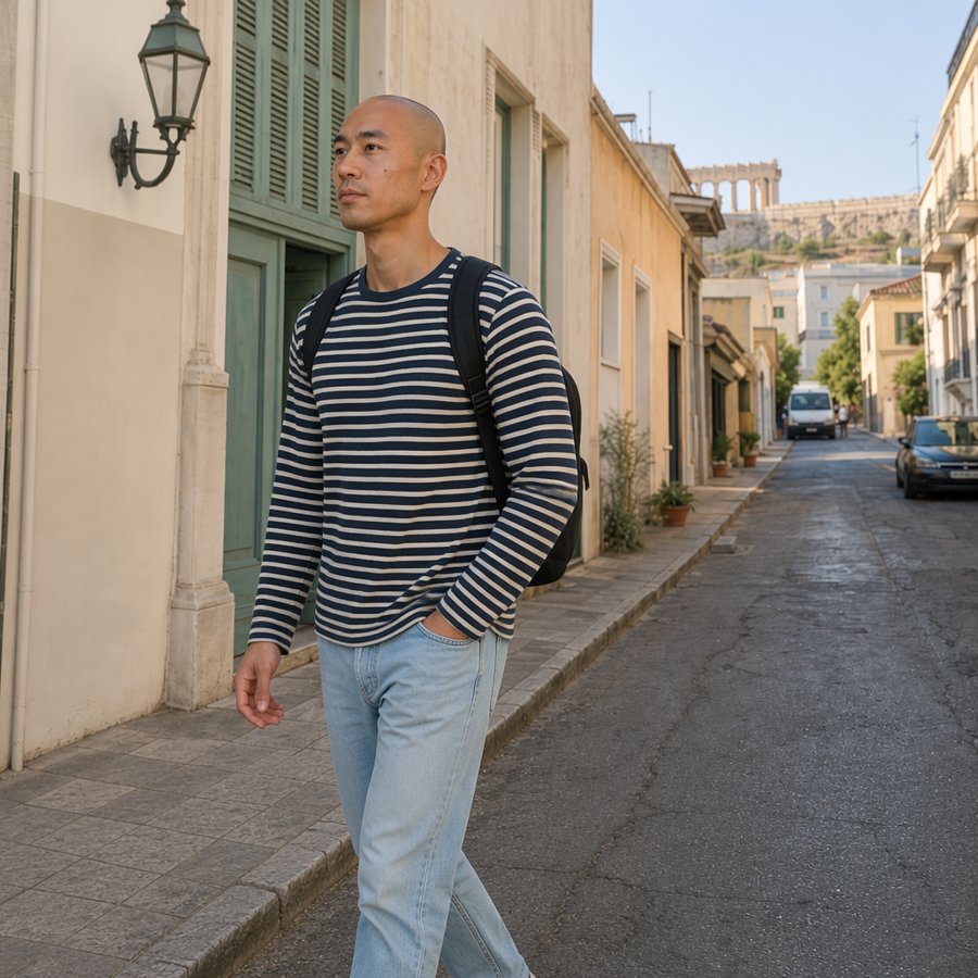 those stripes are actually carrying the whole vibe here