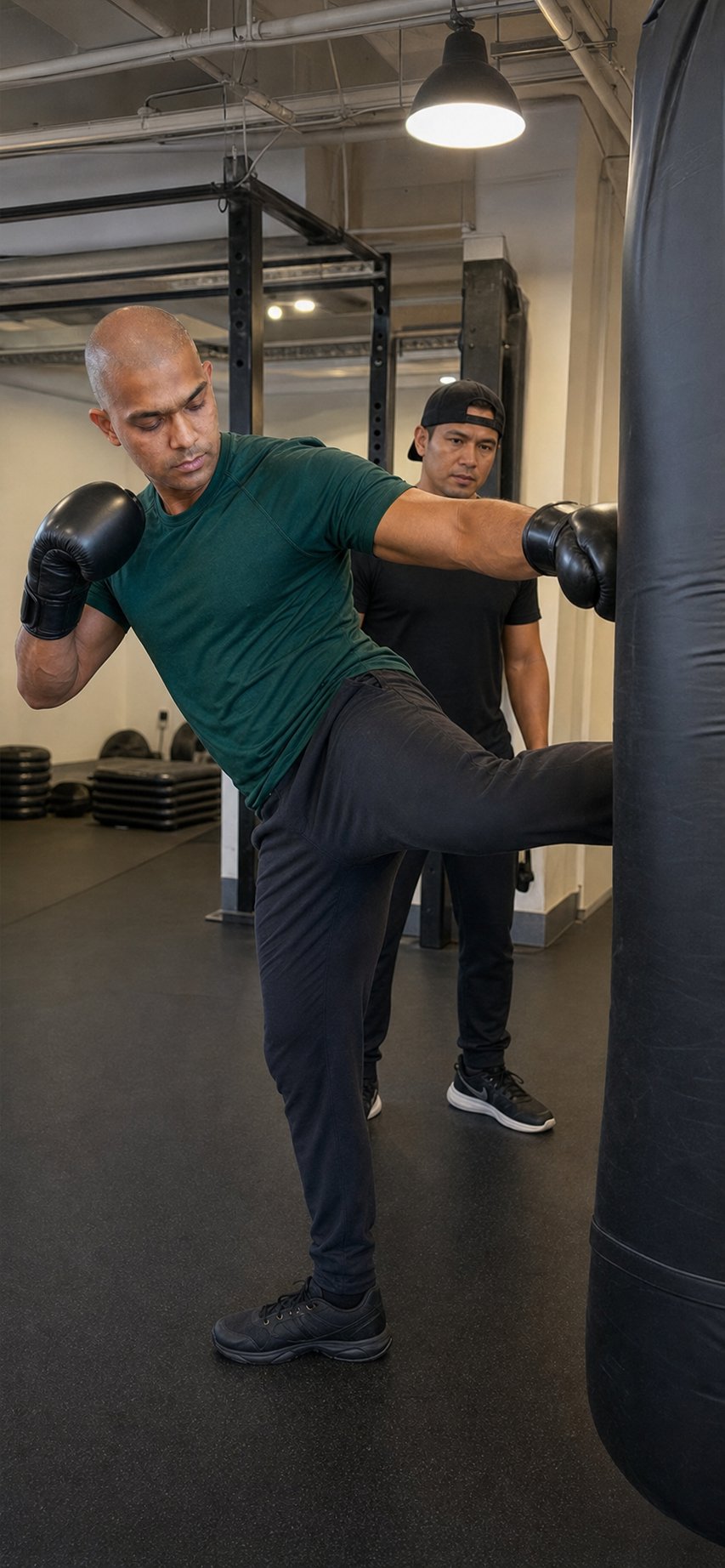 Your green tee looks perfect for kicking legs today