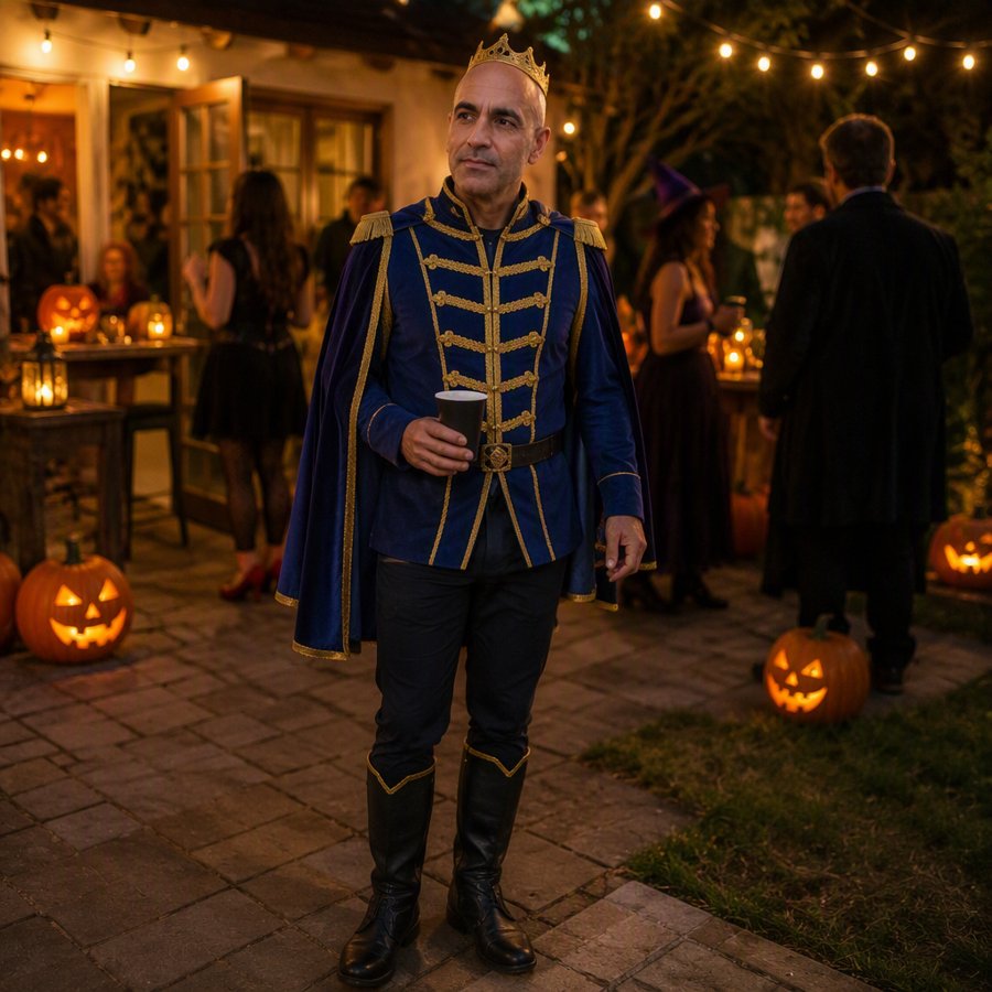 that gold trim on the cape is doing all the work
