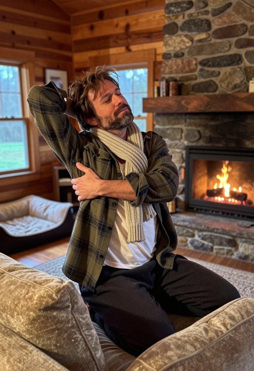 Mads Mikkelsen’s Cozy Cabin Fit
