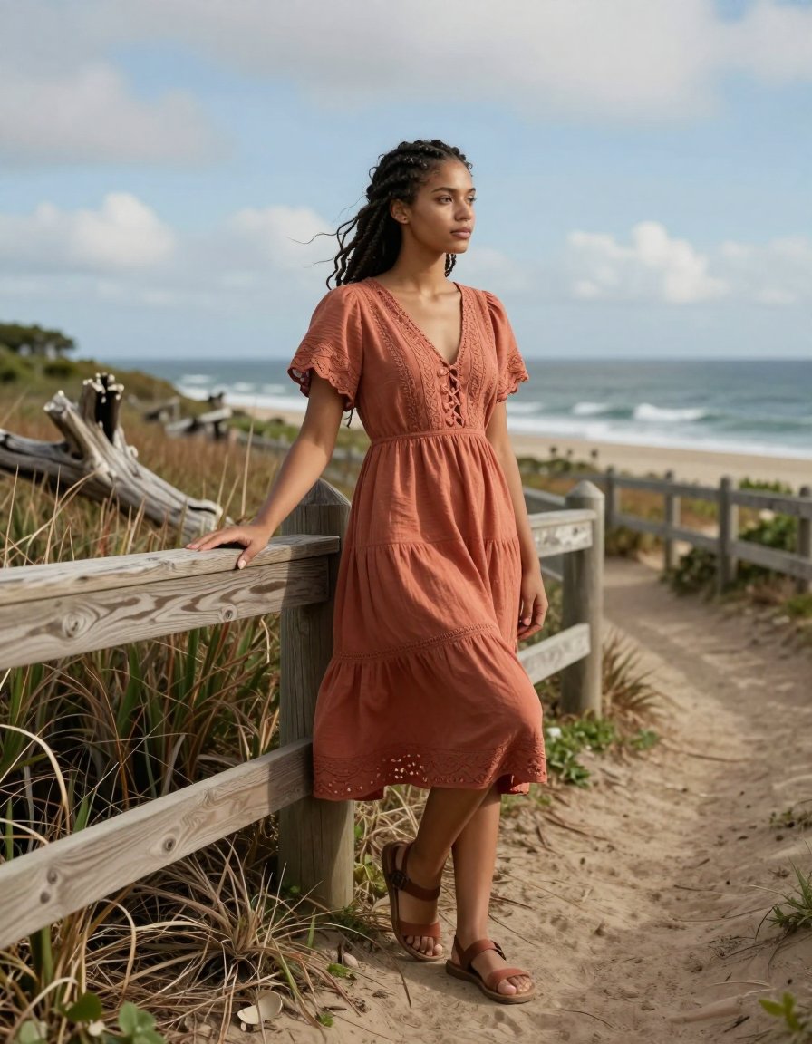 You need this rust dress for your summer wardrobe.