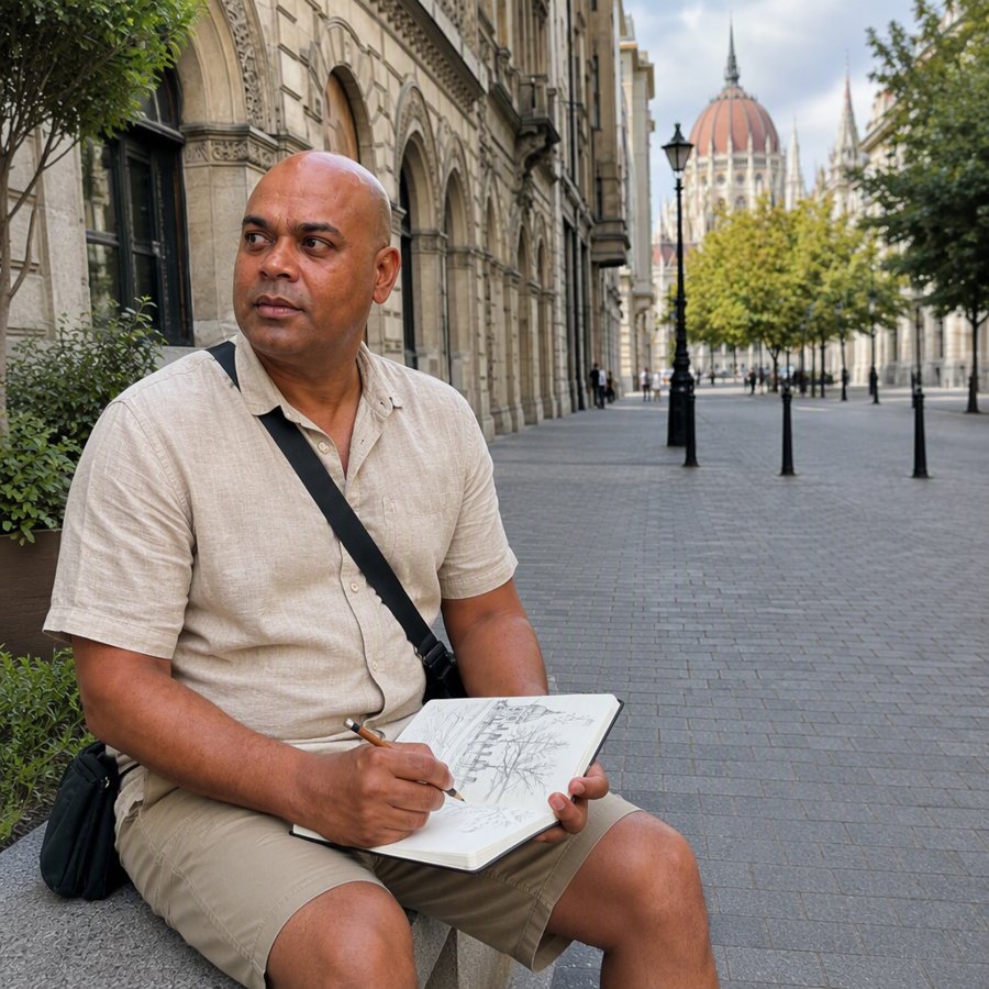 The linen short sleeve is doing all the work here