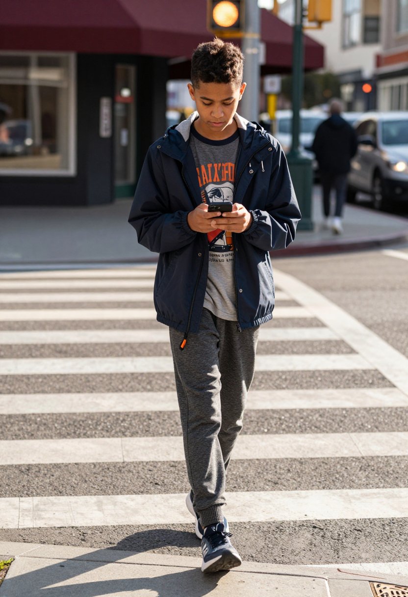 Easy Spring Street Style: Navy Windbreaker & Joggers