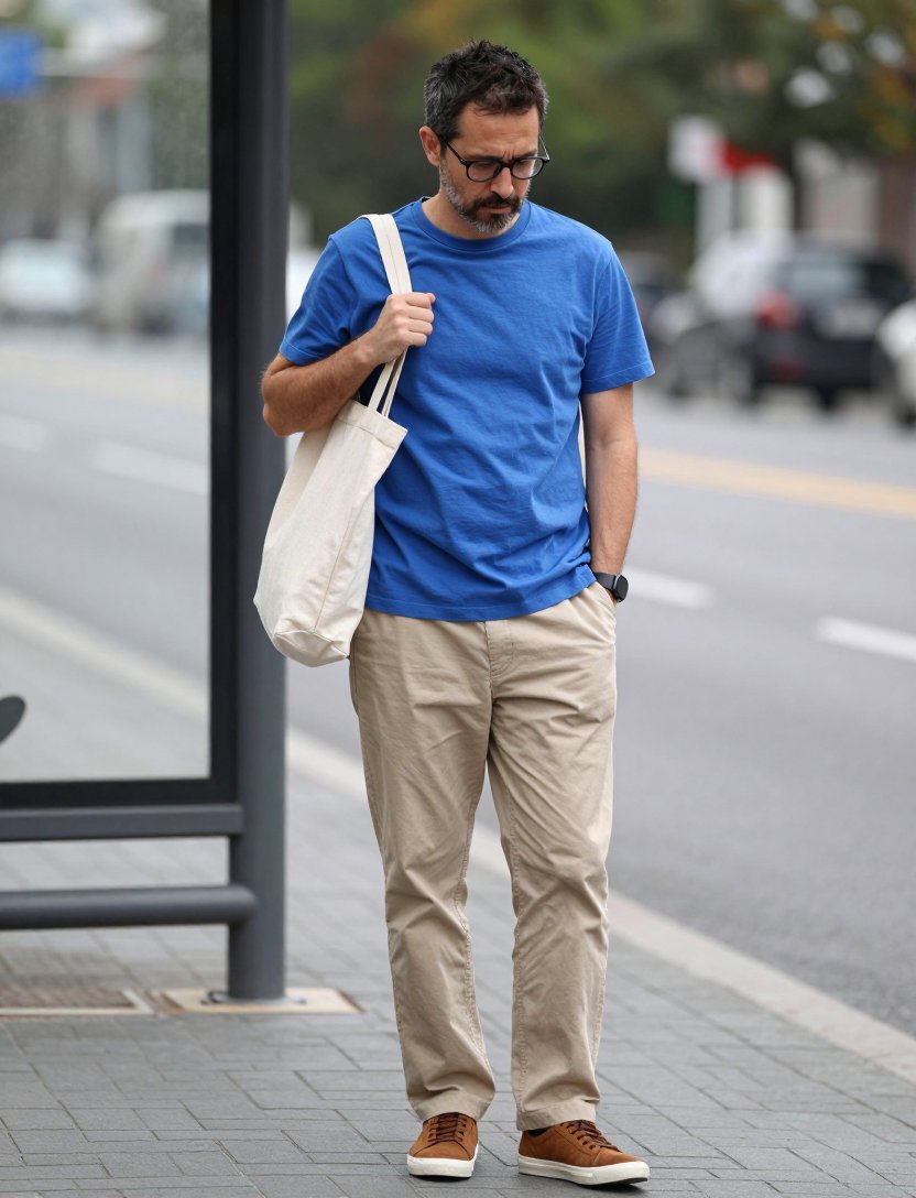 that Klein blue tee trend is actually working for you