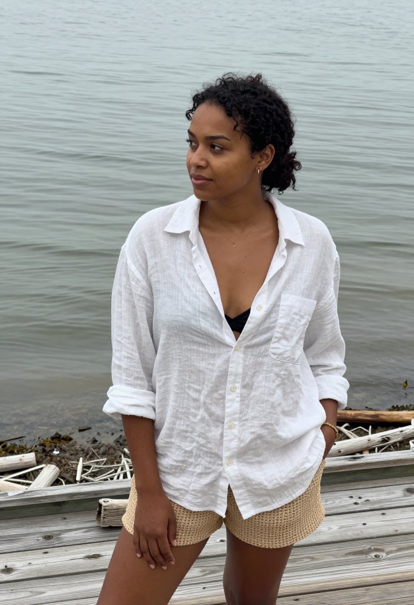 this big white shirt over my swimsuit actually hit different