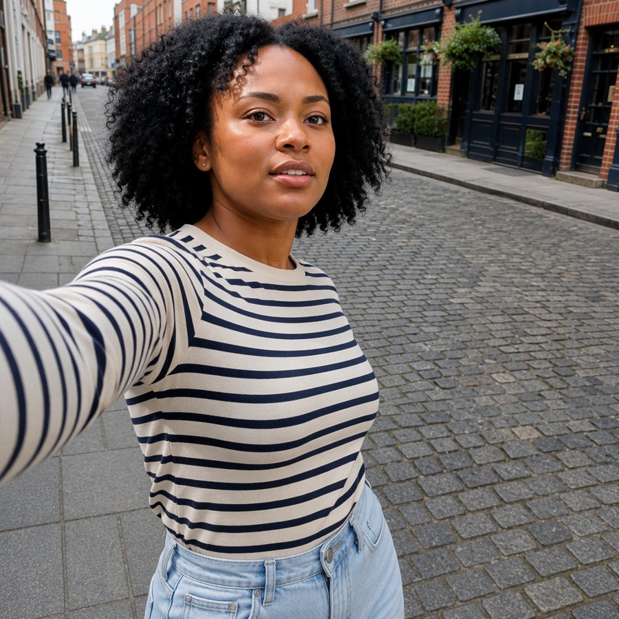 I'd wear this striped tee for running coffee errands.