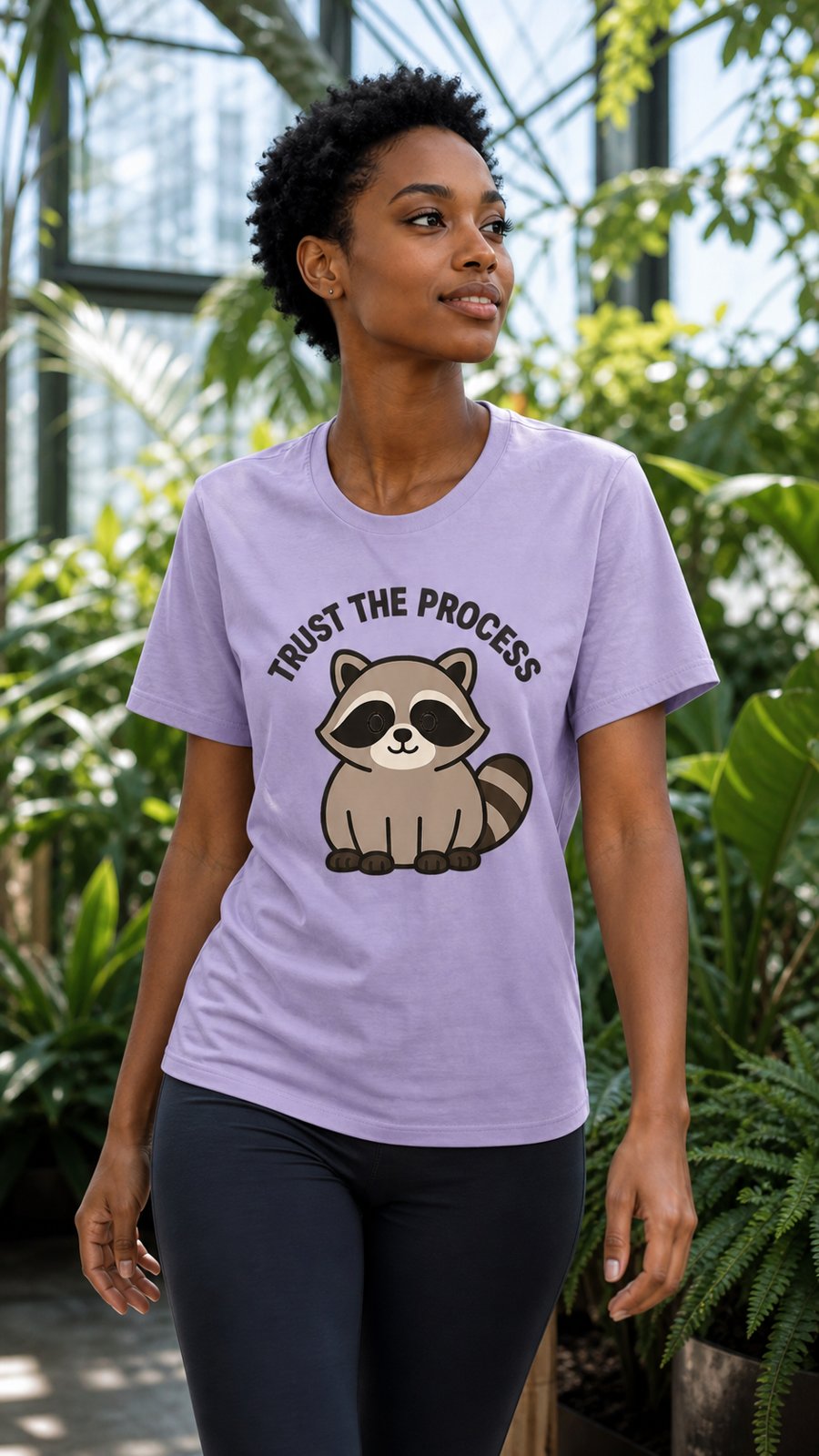 Skipping plant shopping in my Jimothy TRUST THE PROCESS tee.
