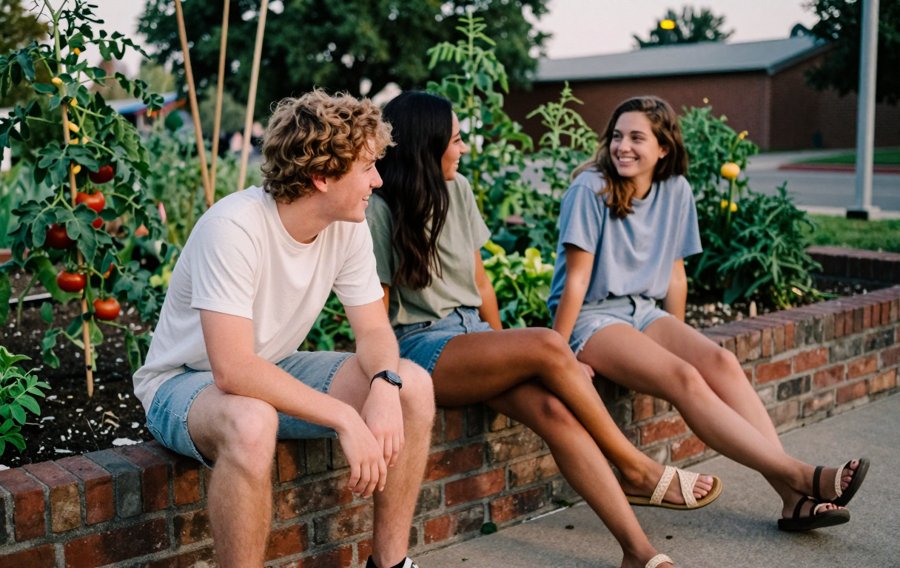 white tee and shorts is the summer uniform