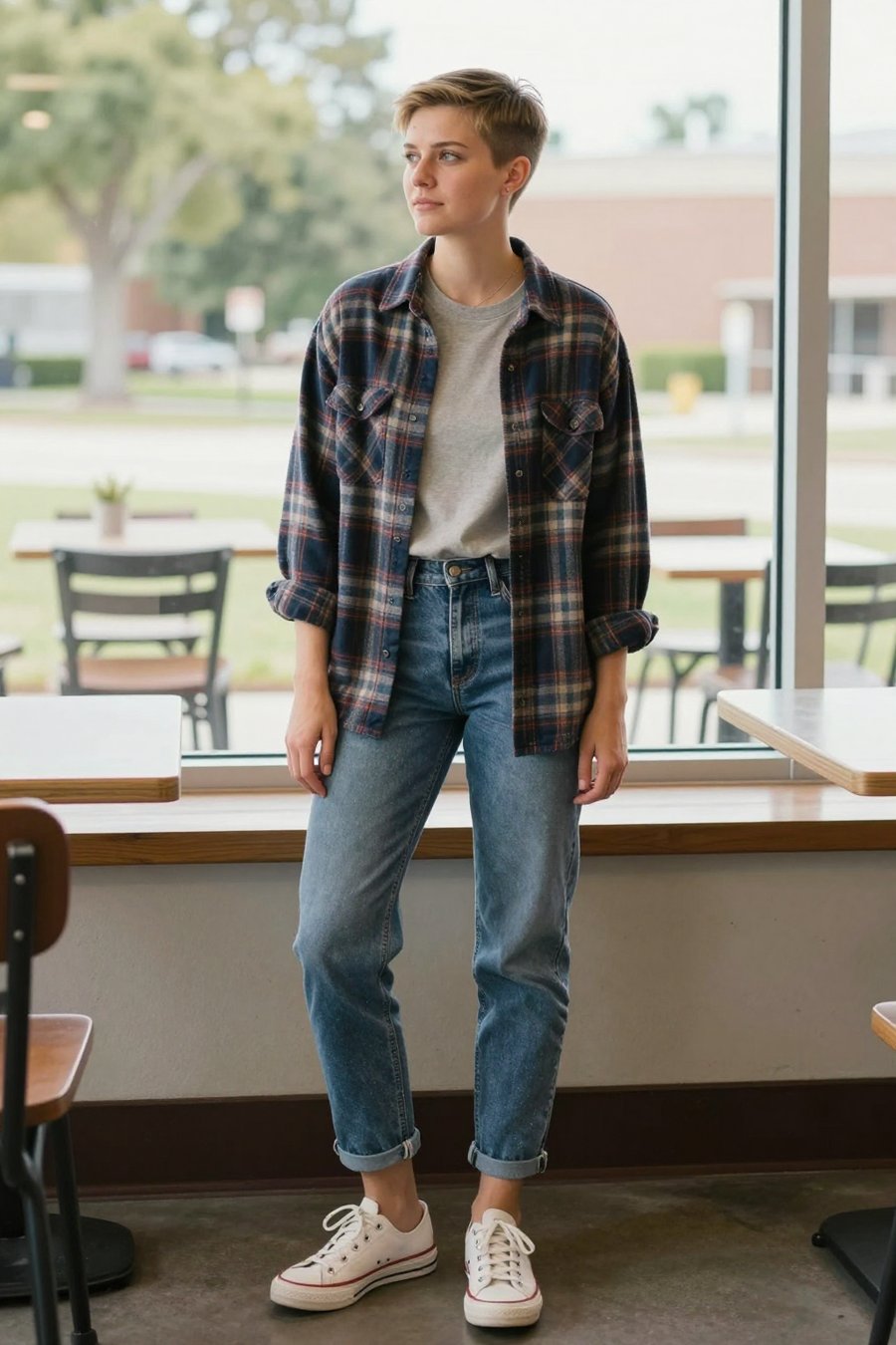 A simple plaid and tee combo I actually want to wear