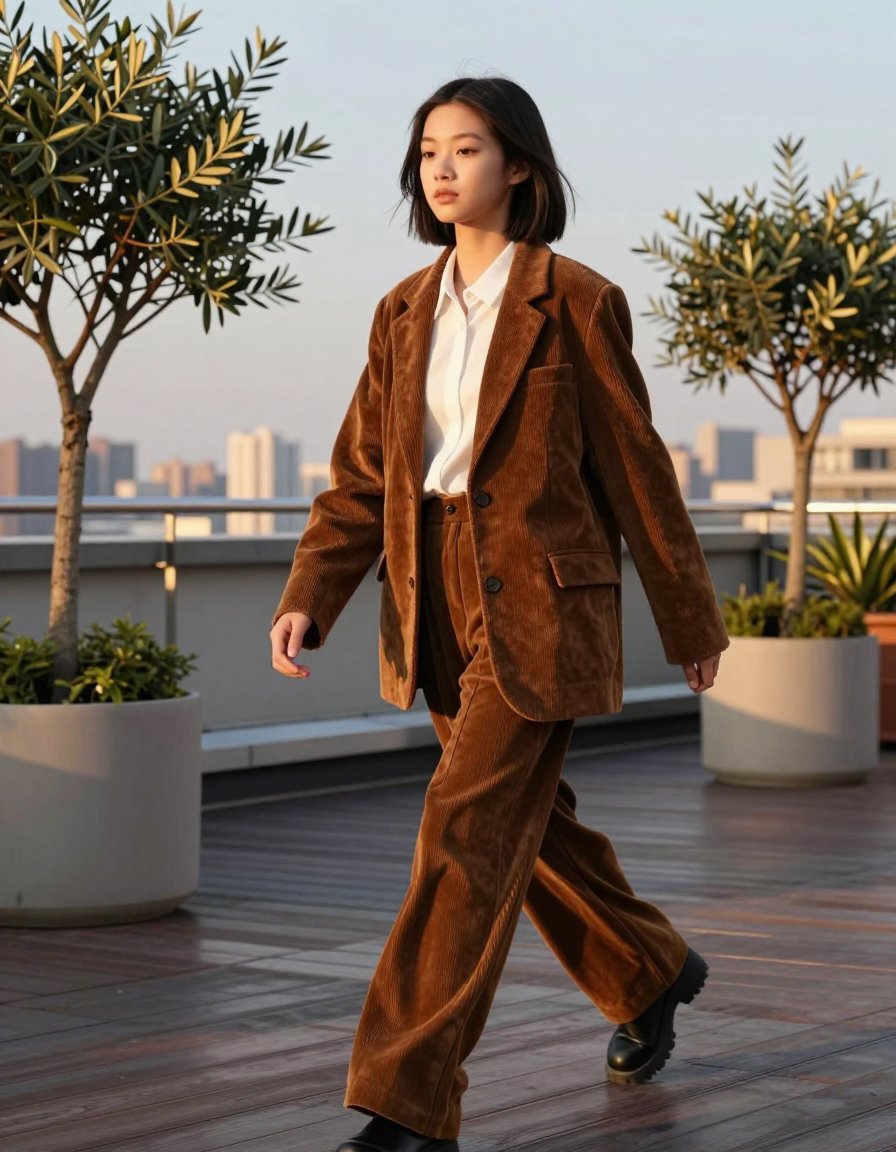 brown corduroy suit hits different