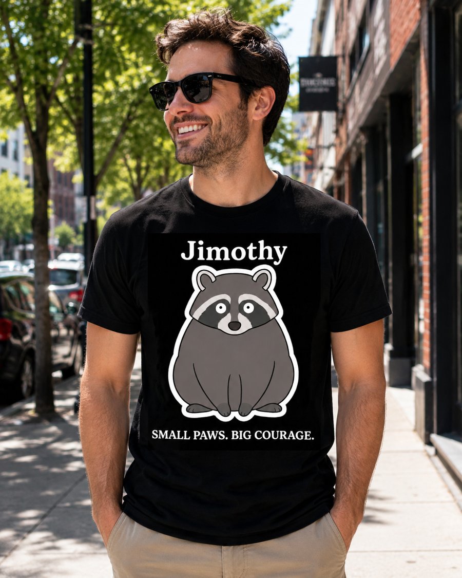 Hey Jimothy, you look ready to tackle the day with that 'SMALL PAWS. BIG COURAGE.' energy.