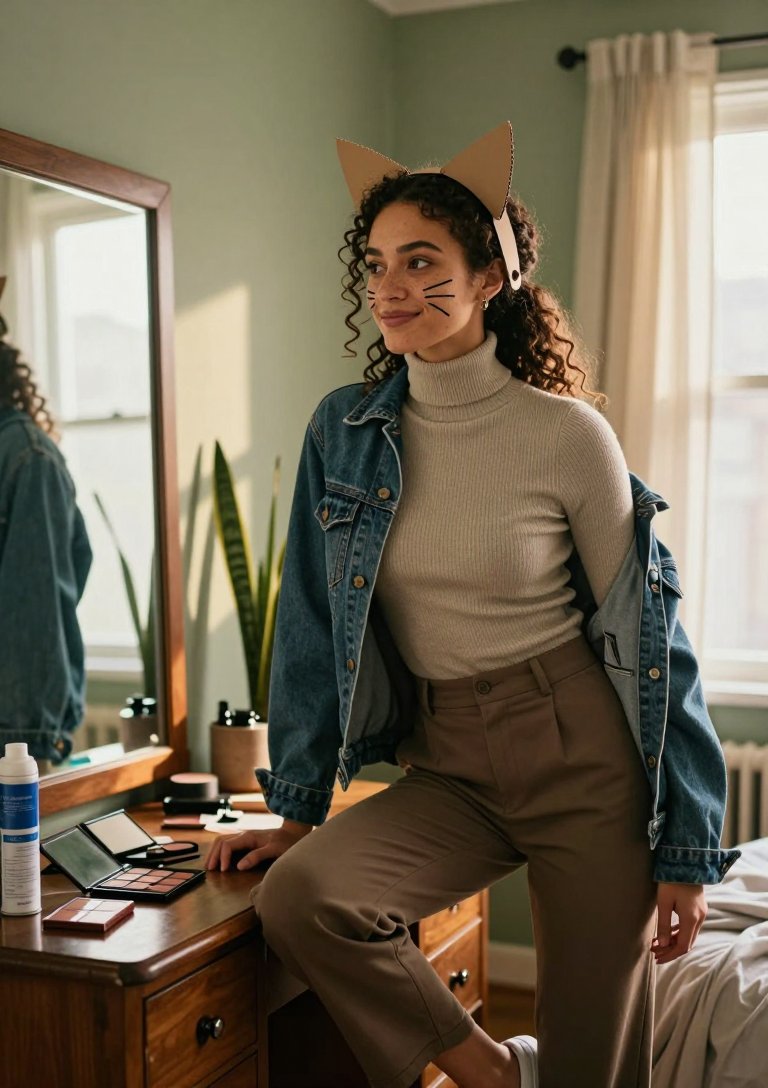 cat ears + denim = instant mood booster