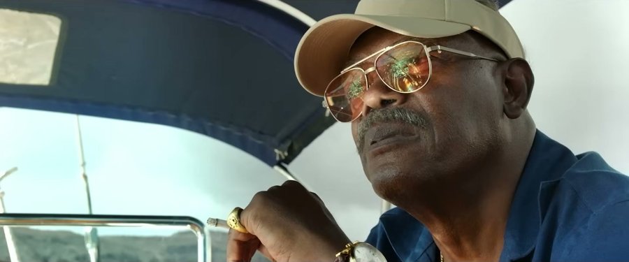 Samuel L. Jackson in Just Play Dead — The tinted glasses set the whole mood