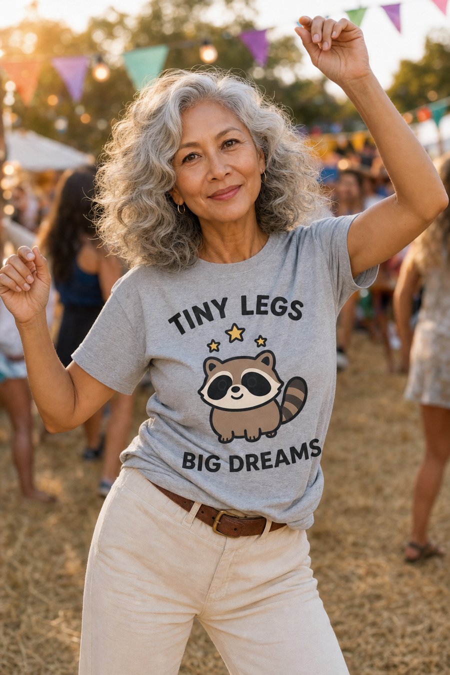 Jimothy’s tiny legs big dreams is a serviceable graphic tee message.
