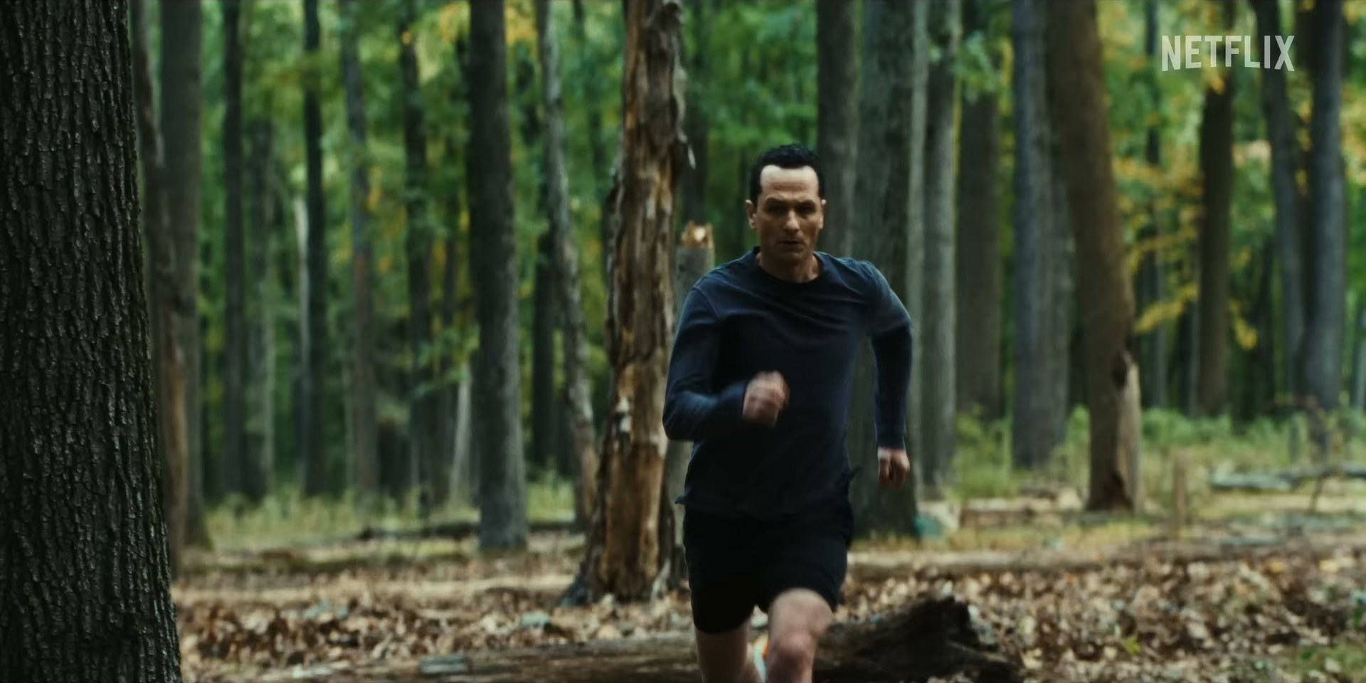 Matthew Rhys in The Beast in Me on Netflix — that navy runner is the quiet flex