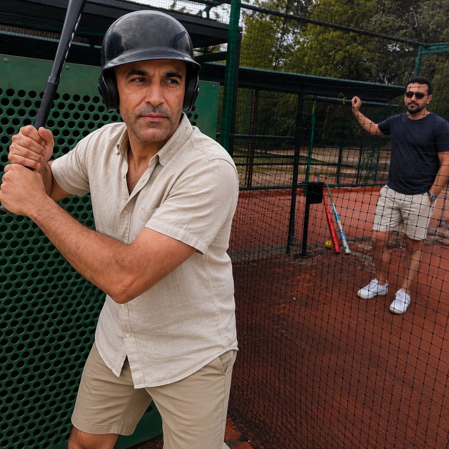 love how the helmet adds that extra layer of chaos to your linen fit